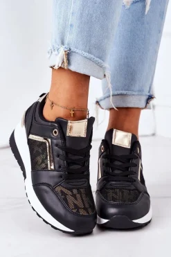 Sneakersy Na Koturnie Czarne Weekend