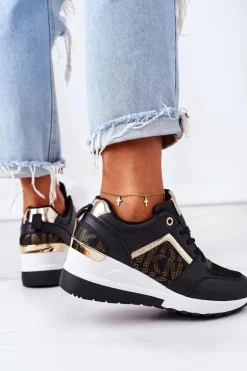 Sneakersy Na Koturnie Czarne Weekend