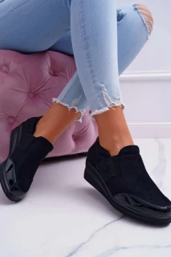 Sneakersy Na Koturnie Sergio Leone PB225 Czarne