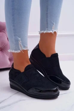 Sneakersy Na Koturnie Sergio Leone PB225 Czarne