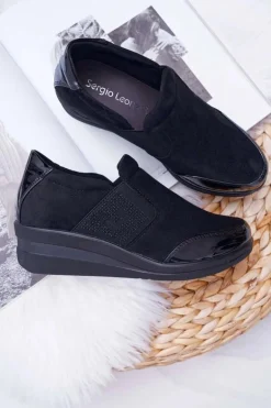 Sneakersy Na Koturnie Sergio Leone PB225 Czarne