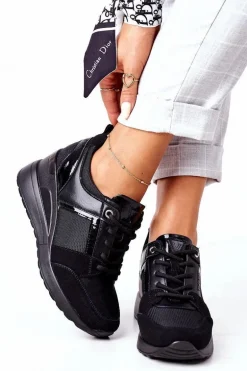 Sneakersy Na Koturnie Vinceza 10606 Czarne