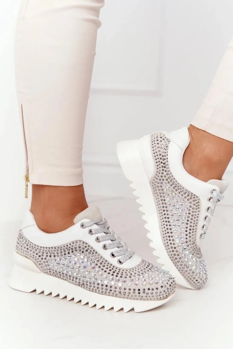 Sneakersy Na Koturnie Z Cekinami Lu Boo Szare