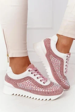 Sneakersy Na Koturnie Z Cekinami Lu Boo Różowe
