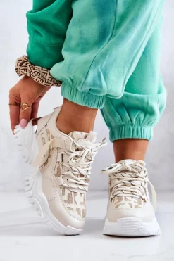 Sneakersy Na Masywnej Podeszwie Beżowe Your Style