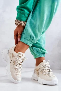 Sneakersy Na Masywnej Podeszwie Beżowe Your Style