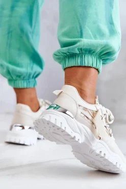 Sneakersy Na Masywnej Podeszwie Beżowe Your Style