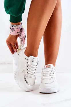 Sneakersy Na Platformie Białe Sallie