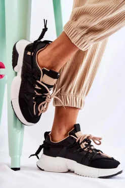 Sneakersy Sportowe Buty Damskie Czarne Someday