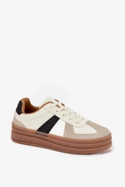 Sneakesy Damskie Na Platformie Beżowe Sivirae