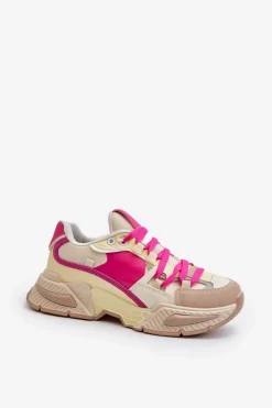 Snekersy Damskie Na Grubej Podeszwie Fuksja Peonema