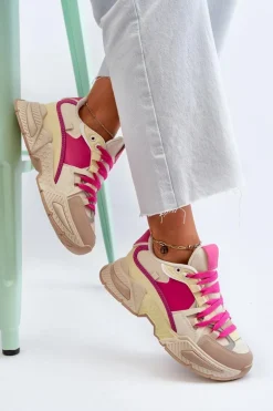 Snekersy Damskie Na Grubej Podeszwie Fuksja Peonema