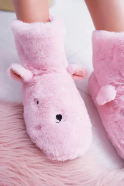 SOXO Ciepłe Domowe Różowe Botki Papcie Króliczki 97308