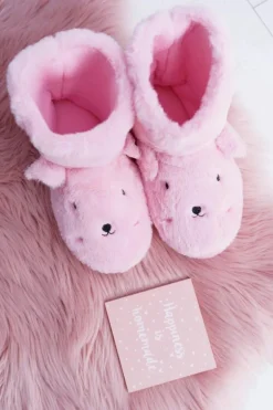 SOXO Ciepłe Domowe Różowe Botki Papcie Króliczki 97308