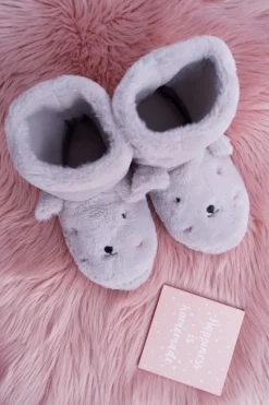 SOXO Ciepłe Domowe Szare Botki Papcie Króliczki 94529