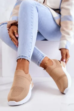Sportowe Buty Materiałowe Beżowe Lorento
