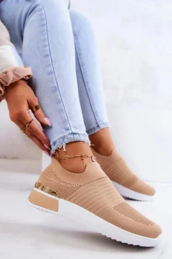 Sportowe Buty Materiałowe Beżowe Lorento