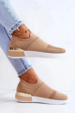 Sportowe Buty Materiałowe Beżowe Lorento