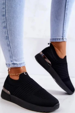 Sportowe Buty Materiałowe Czarne Lorento