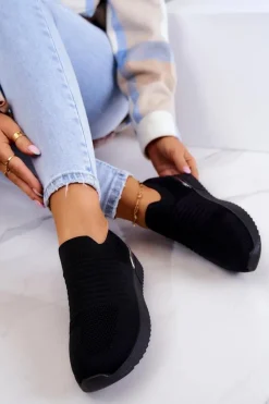 Sportowe Buty Materiałowe Czarne Lorento