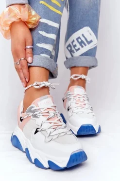 Sportowe Buty Na Dużej Podeszwie GOE HH2N4034 Biało-Różowe