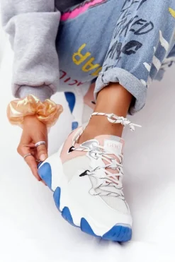 Sportowe Buty Na Dużej Podeszwie GOE HH2N4034 Biało-Różowe