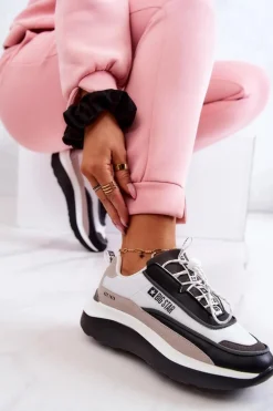 Sportowe Buty Sneakersy Big Star JJ274998 Biało-Czarne