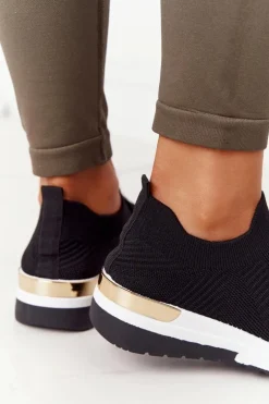 Sportowe Buty Sneakersy Na Koturnie Czarne Adeyla