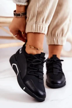 Sportowe Buty Sneakersy Wsuwane Czarne Marvene