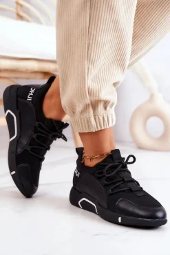 Sportowe Buty Sneakersy Wsuwane Czarne Marvene