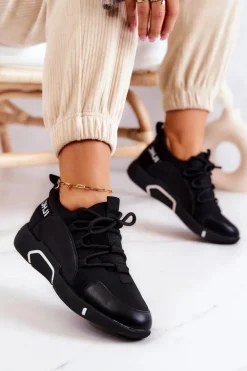 Sportowe Buty Sneakersy Wsuwane Czarne Marvene