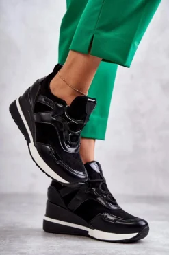 Sportowe Damskie Buty Sneakersy Czarne Colli