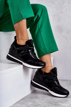 Sportowe Damskie Buty Sneakersy Czarne Colli