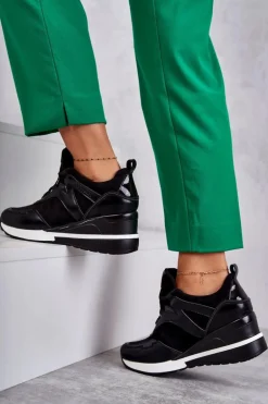 Sportowe Damskie Buty Sneakersy Czarne Colli