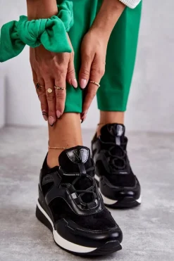Sportowe Damskie Buty Sneakersy Czarne Colli