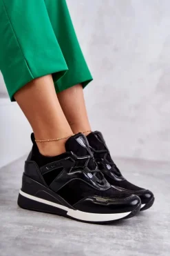 Sportowe Damskie Buty Sneakersy Czarne Colli