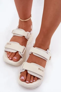 Sportowe Sandały Damskie Na Platformie Big Star RR274A076 Beżowe