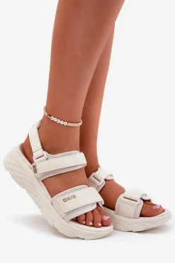 Sportowe Sandały Damskie Na Platformie Big Star RR274A076 Beżowe