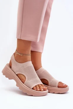 Sportowe Sandały Damskie Na Grubej Podeszwie Różowe Deinaleia