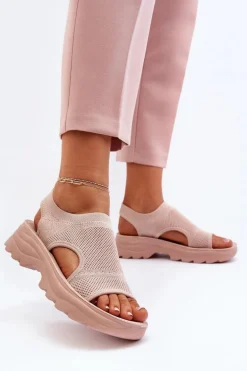 Sportowe Sandały Damskie Na Grubej Podeszwie Różowe Deinaleia