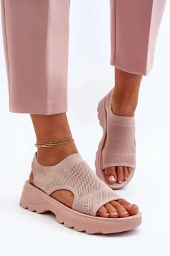 Sportowe Sandały Damskie Na Grubej Podeszwie Różowe Deinaleia