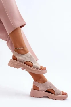 Sportowe Sandały Damskie Na Grubej Podeszwie Różowe Deinaleia