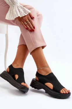 Sportowe Sandały Damskie Na Grubej Podeszwie Czarne Deinaleia