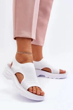 Sportowe Sandały Damskie Na Grubej Podeszwie Białe Deinaleia