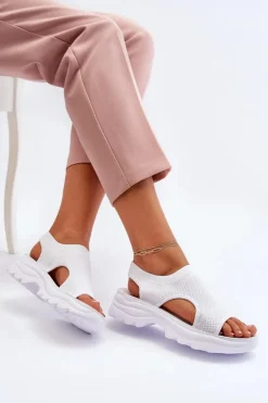 Sportowe Sandały Damskie Na Grubej Podeszwie Białe Deinaleia