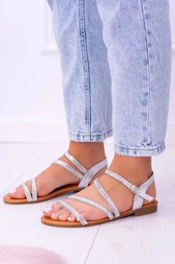 Srebrne Damskie Sandały Z Cyrkoniami Ferragosto