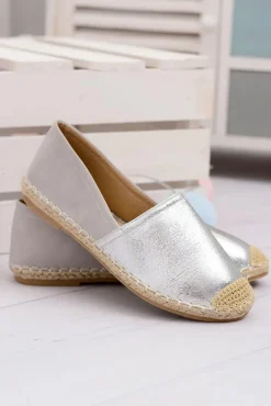 Srebrne Damskie Wsuwane Espadryle Paoli