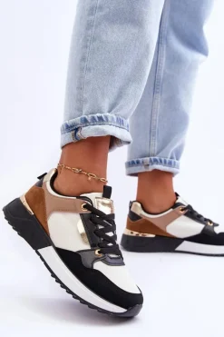 Stylowe buty sportowe damskie Beżowo-Czarne Katenia