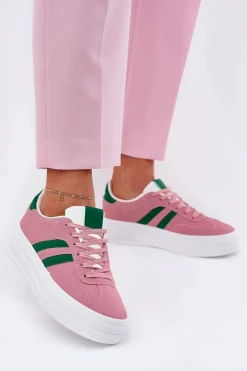 Stylowe Sneakersy Damskie Na Platformie Różowe Silavia