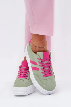 Stylowe Sneakersy Damskie Na Platformie Zielone Silavia